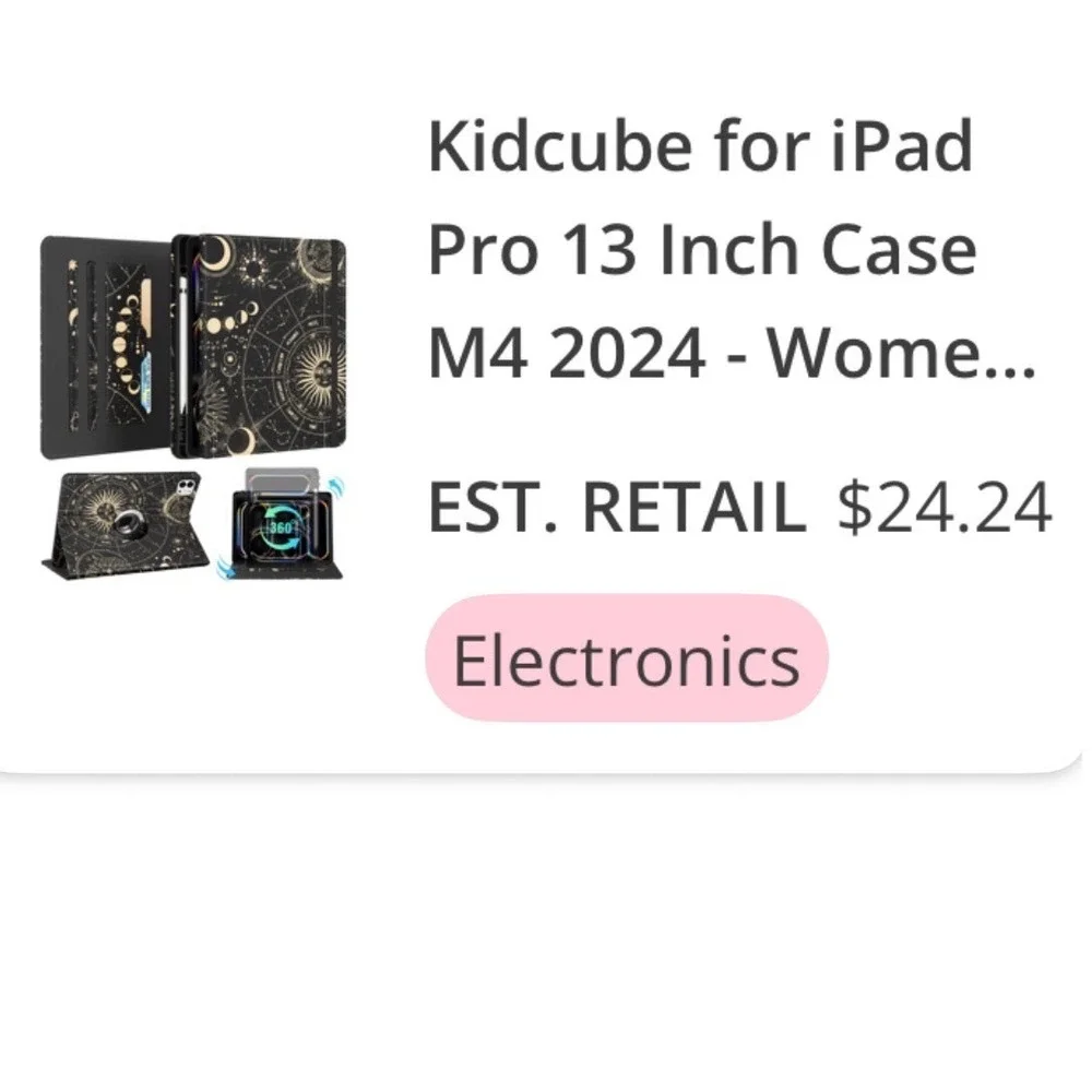 Kidcube iPad Pro 13 Inch M4 2024 Case 360 Rotating Celestial Zodiac‎ Black Gold